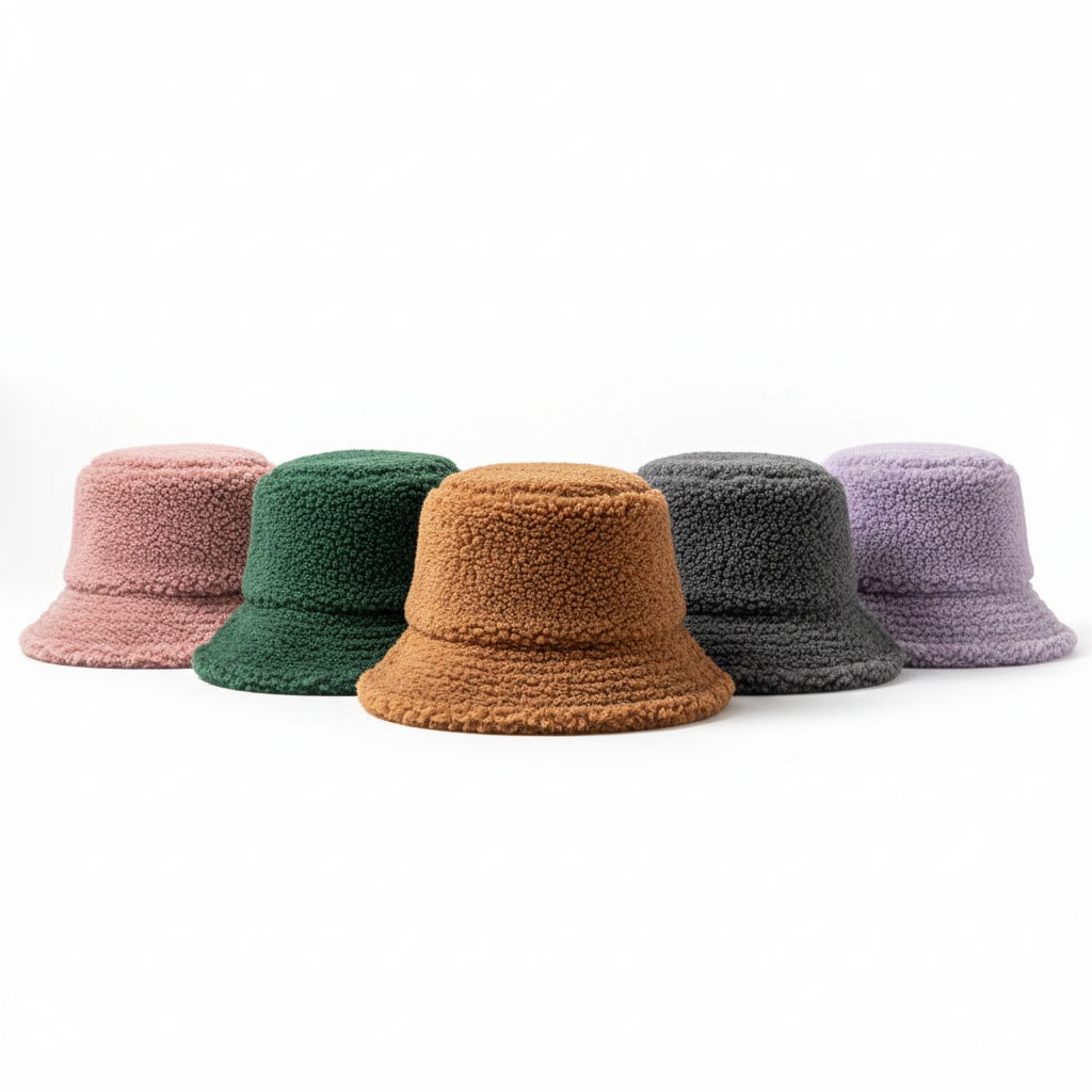 Furry Bucket Hat - Variety on bright white background